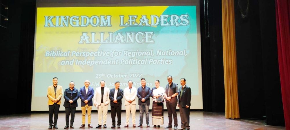 Apostle Rev Luoliehu Yimsung with others during the Kingdom Leader Alliance programme held in Kohima on October 29.